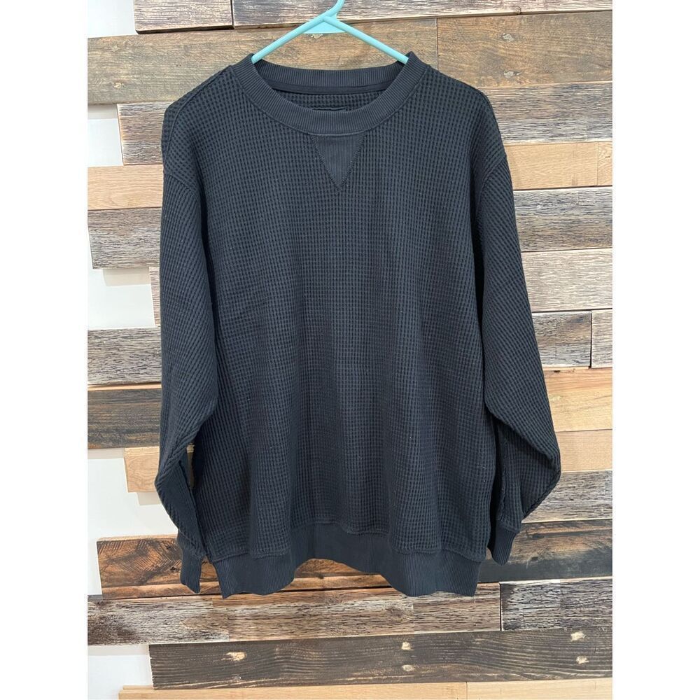 Aerie NWT Black Crew Neck Casual Long Sleeve Shirt Men's Size S